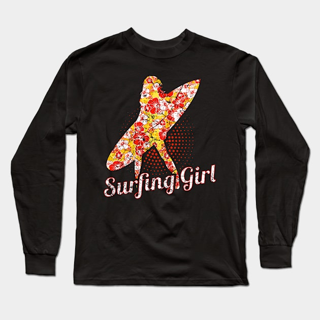 Surfing Girl Long Sleeve T-Shirt by Mila46